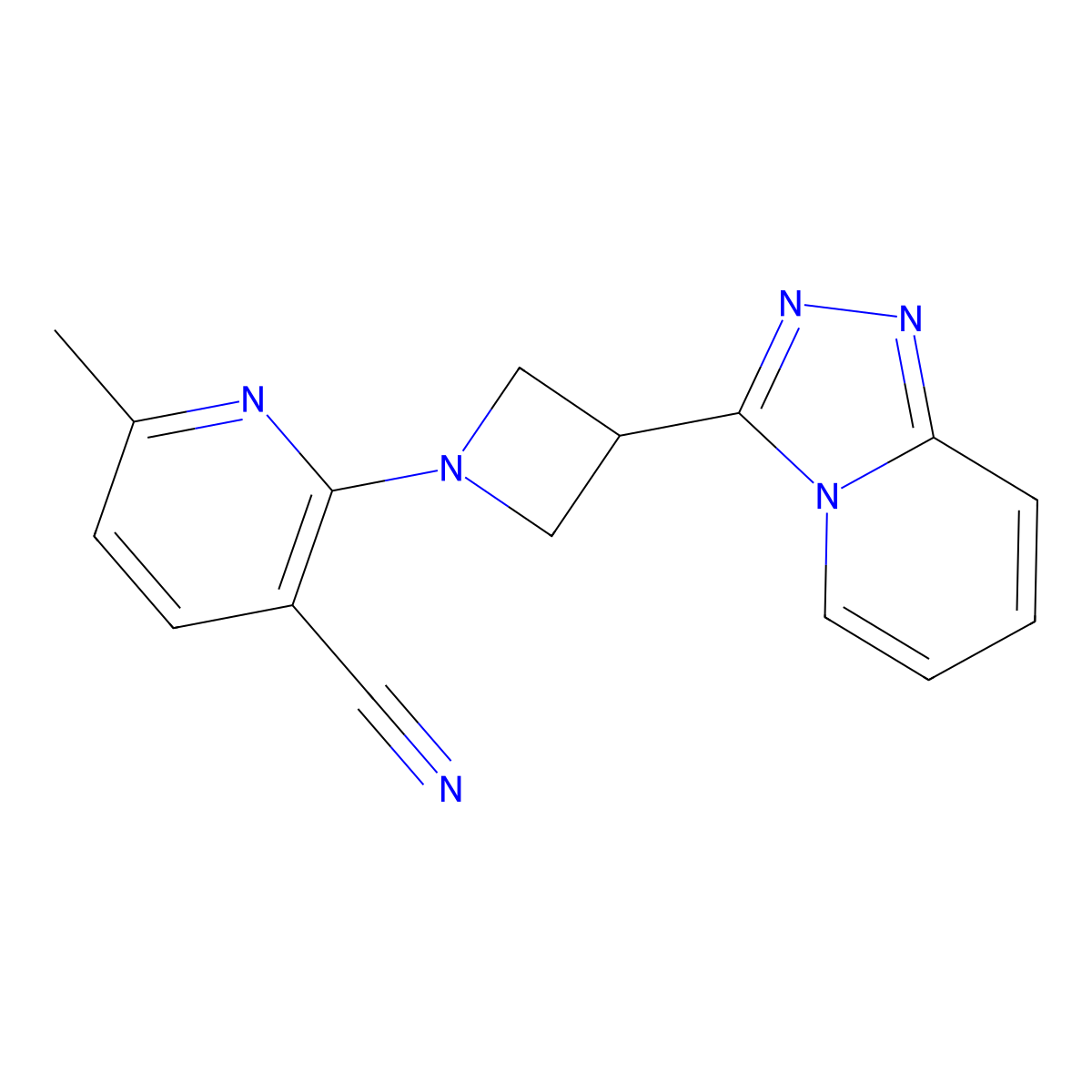 6-Methyl-2-(3-{[1,2,4]triazolo[4,3-a]pyridin-3-yl}azetidin-1-yl)pyridine-3-carbonitrile molecular structure, CAS 2770638-81-6