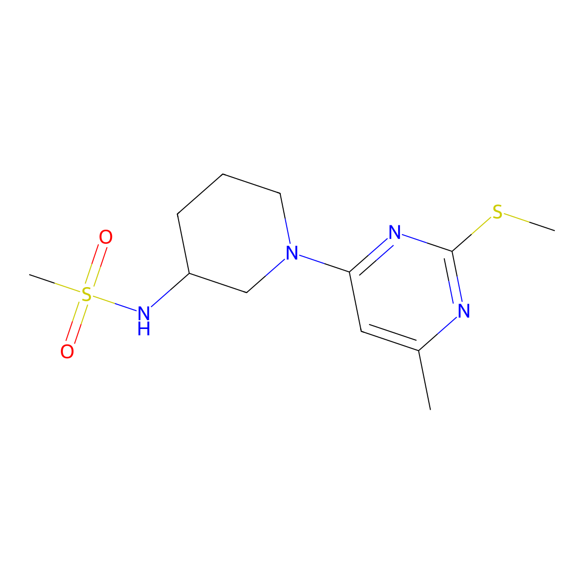 N-{1-[6-methyl-2-(methylsulfanyl)pyrimidin-4-yl]piperidin-3-yl}methanesulfonamide molecular structure, CAS 2770638-85-0