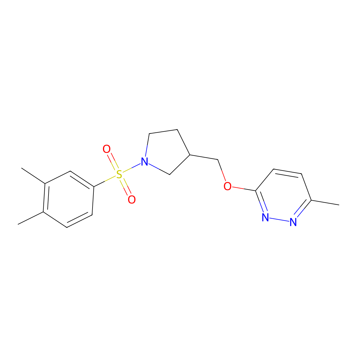 3-{[1-(3,4-Dimethylbenzenesulfonyl)pyrrolidin-3-yl]methoxy}-6-methylpyridazine molecular structure, CAS 2770638-90-7