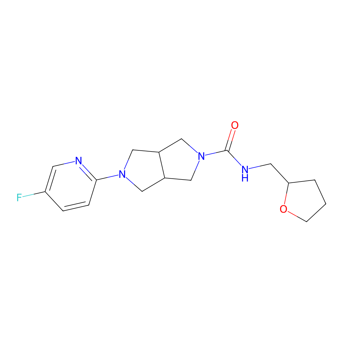 5-(5-fluoropyridin-2-yl)-N-[(oxolan-2-yl)methyl]-octahydropyrrolo[3,4-c]pyrrole-2-carboxamide molecular structure, CAS 2770638-93-0