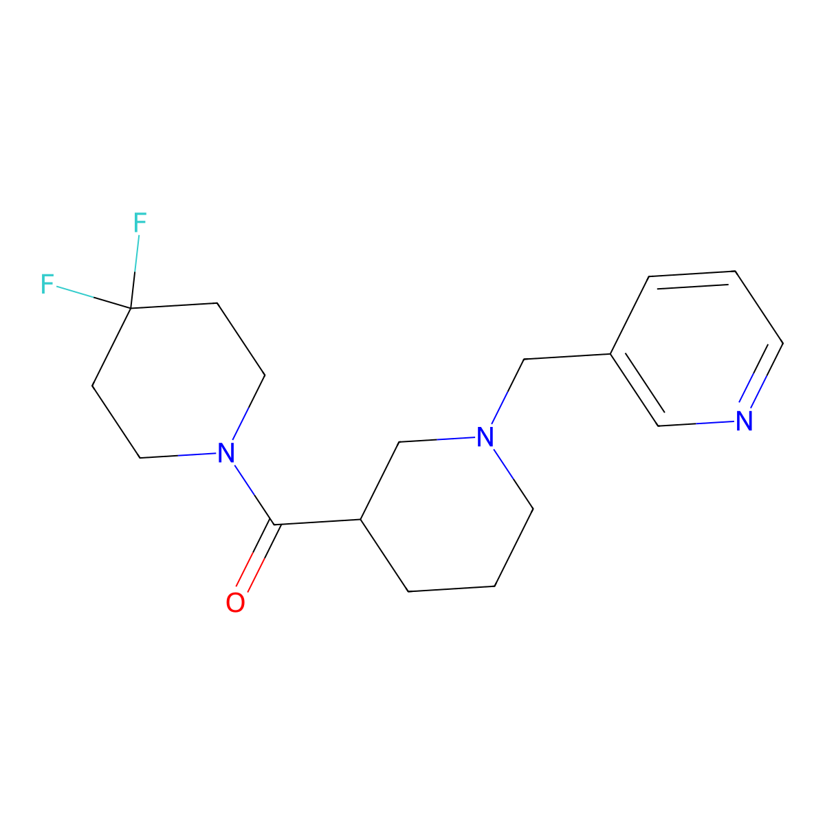 3-{[3-(4,4-Difluoropiperidine-1-carbonyl)piperidin-1-yl]methyl}pyridine molecular structure, CAS 2770638-96-3
