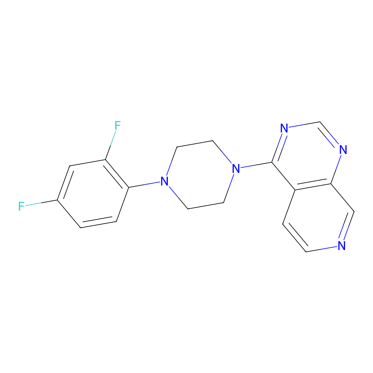 1-(2,4-Difluorophenyl)-4-{pyrido[3,4-d]pyrimidin-4-yl}piperazine molecular structure, CAS 2770638-98-5