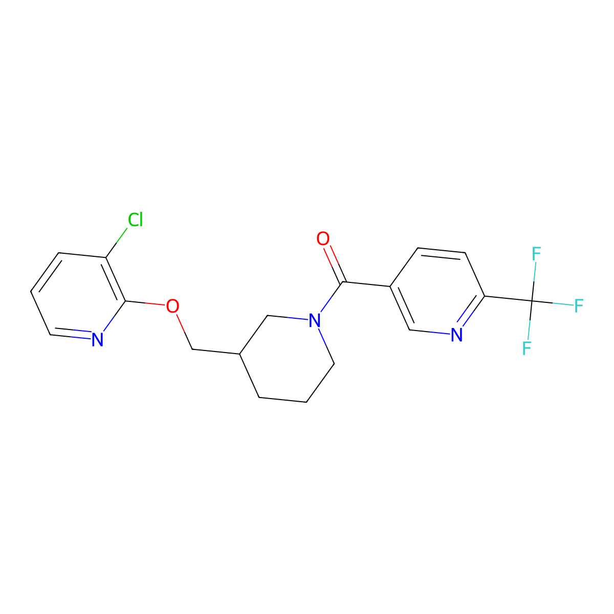 5-(3-{[(3-Chloropyridin-2-yl)oxy]methyl}piperidine-1-carbonyl)-2-(trifluoromethyl)pyridine molecular structure, CAS 2770638-99-6