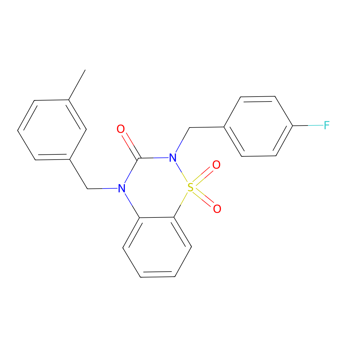2-[(4-Fluorophenyl)methyl]-4-[(3-methylphenyl)methyl]-1,1-dioxo-1lambda6,2,4-benzothiadiazin-3-one molecular structure, CAS 2770639-01-3
