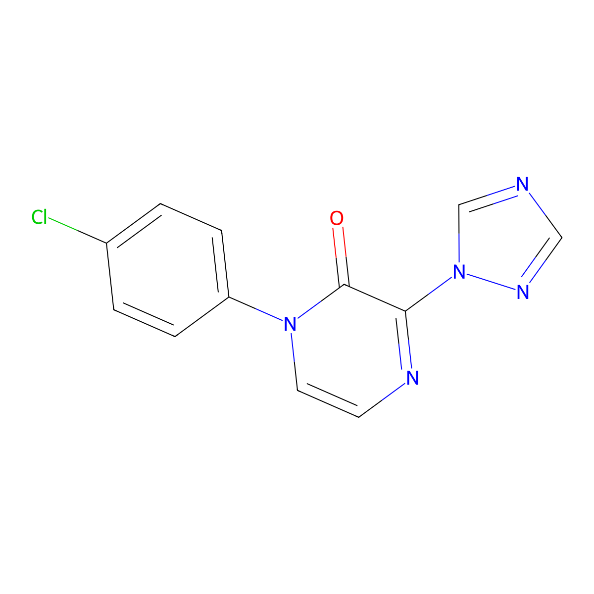 1-(4-chlorophenyl)-3-(1H-1,2,4-triazol-1-yl)-1,2-dihydropyrazin-2-one molecular structure, CAS 2770639-02-4