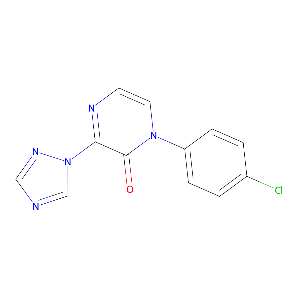 1-(4-chlorophenyl)-3-(1H-1,2,4-triazol-1-yl)-1,2-dihydropyrazin-2-one molecular structure, CAS 2770639-02-4