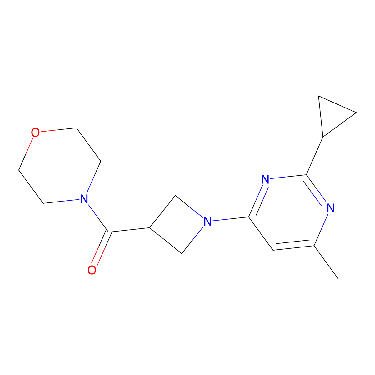 4-[1-(2-Cyclopropyl-6-methylpyrimidin-4-yl)azetidine-3-carbonyl]morpholine molecular structure, CAS 2770639-03-5