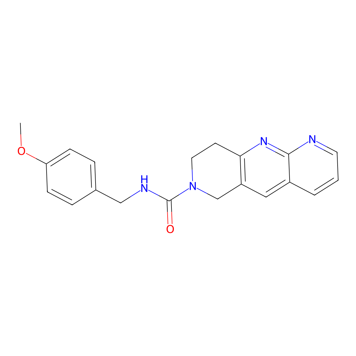 N-[(4-methoxyphenyl)methyl]-6H,7H,8H,9H-pyrido[2,3-b]1,6-naphthyridine-7-carboxamide molecular structure, CAS 2770639-14-8