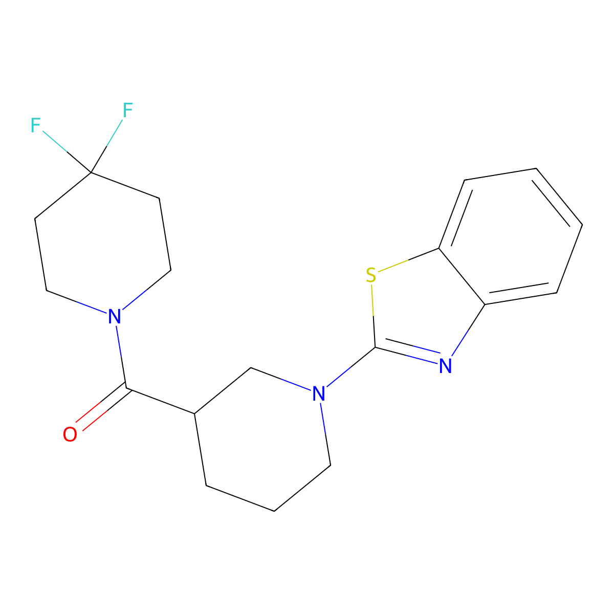 2-[3-(4,4-Difluoropiperidine-1-carbonyl)piperidin-1-yl]-1,3-benzothiazole molecular structure, CAS 2770639-20-6