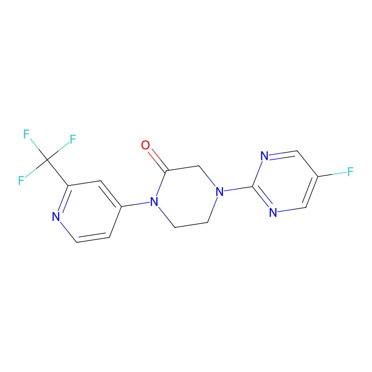 4-(5-Fluoropyrimidin-2-yl)-1-[2-(trifluoromethyl)pyridin-4-yl]piperazin-2-one molecular structure, CAS 2770639-22-8