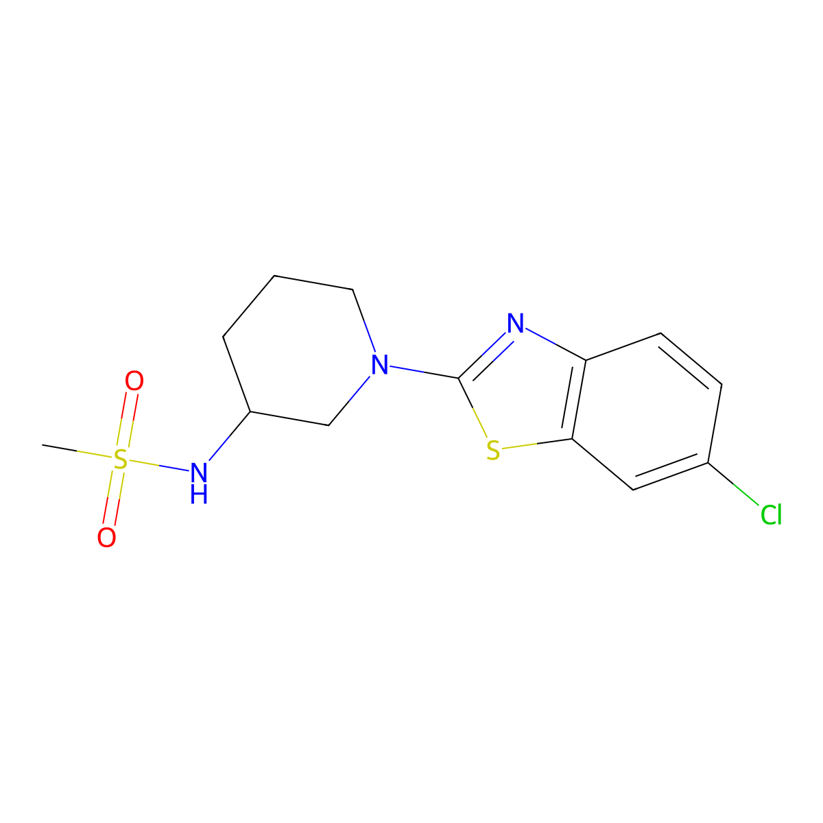 N-[1-(6-chloro-1,3-benzothiazol-2-yl)piperidin-3-yl]methanesulfonamide molecular structure, CAS 2770639-26-2