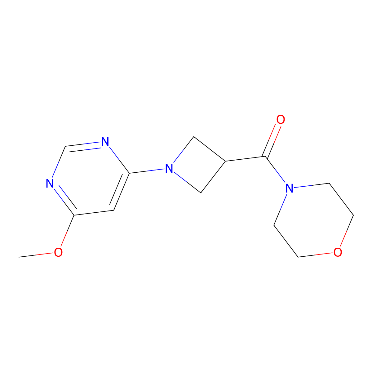 4-[1-(6-Methoxypyrimidin-4-yl)azetidine-3-carbonyl]morpholine molecular structure, CAS 2770639-31-9