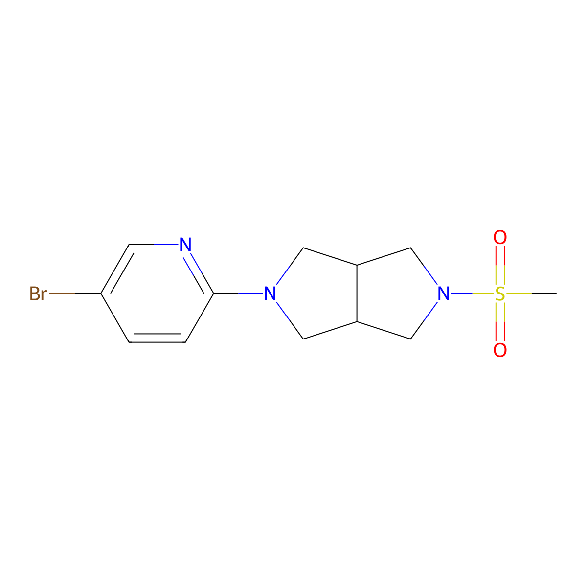 5-Bromo-2-{5-methanesulfonyl-octahydropyrrolo[3,4-c]pyrrol-2-yl}pyridine molecular structure, CAS 2770639-34-2