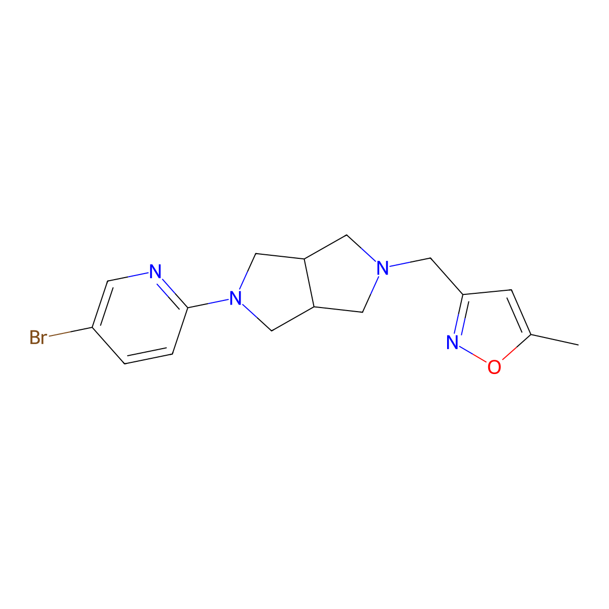 5-Bromo-2-{5-[(5-methyl-1,2-oxazol-3-yl)methyl]-octahydropyrrolo[3,4-c]pyrrol-2-yl}pyridine molecular structure, CAS 2770639-45-5