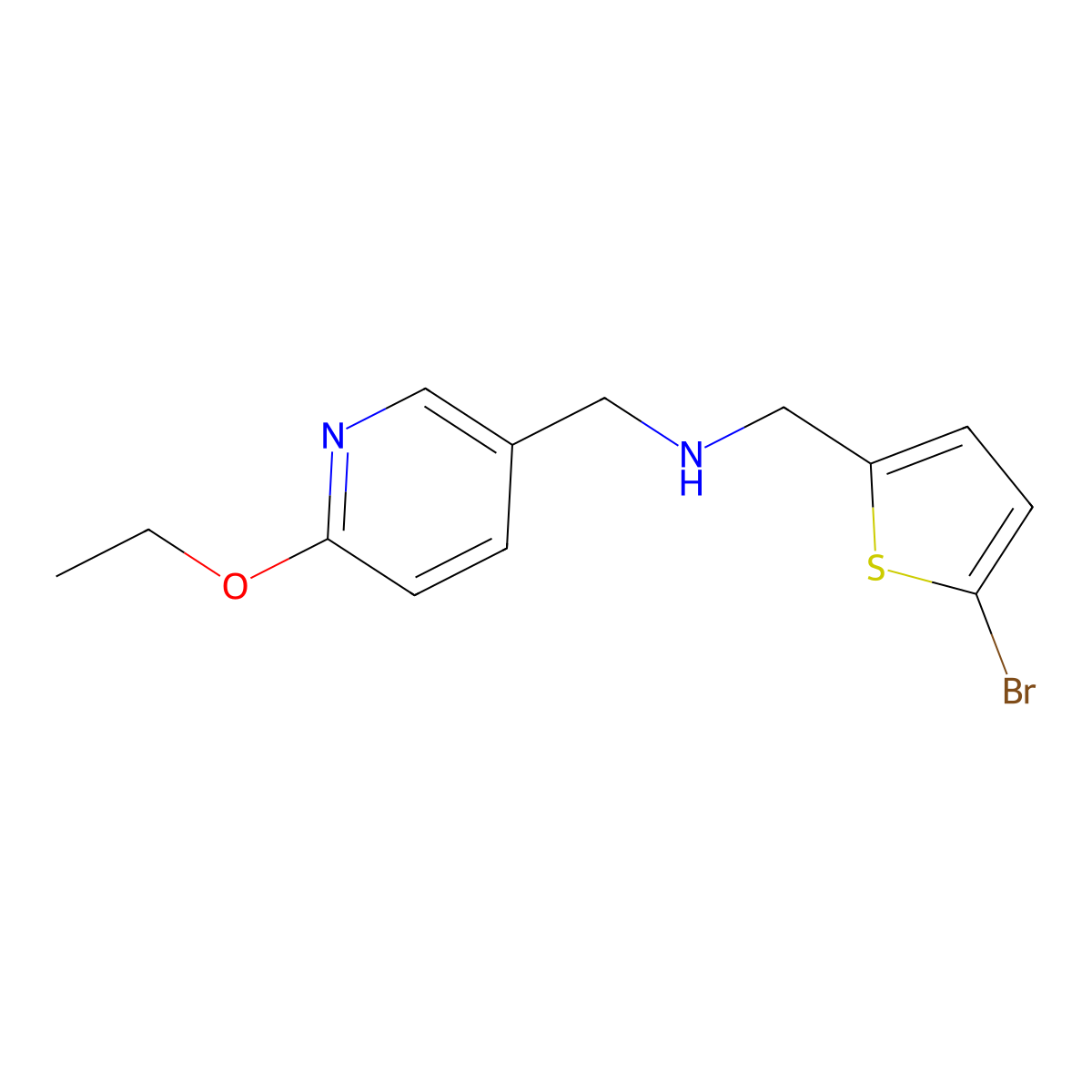 [(5-Bromothiophen-2-yl)methyl][(6-ethoxypyridin-3-yl)methyl]amine molecular structure, CAS 2770639-46-6