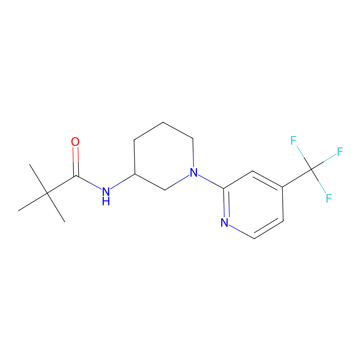 2,2-dimethyl-N-{1-[4-(trifluoromethyl)pyridin-2-yl]piperidin-3-yl}propanamide molecular structure, CAS 2770639-49-9