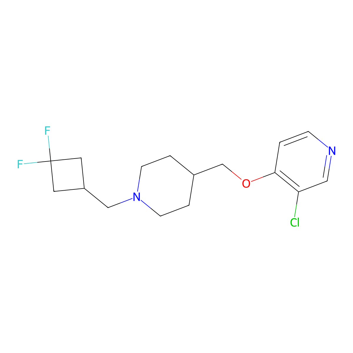 3-Chloro-4-({1-[(3,3-difluorocyclobutyl)methyl]piperidin-4-yl}methoxy)pyridine molecular structure, CAS 2770639-52-4
