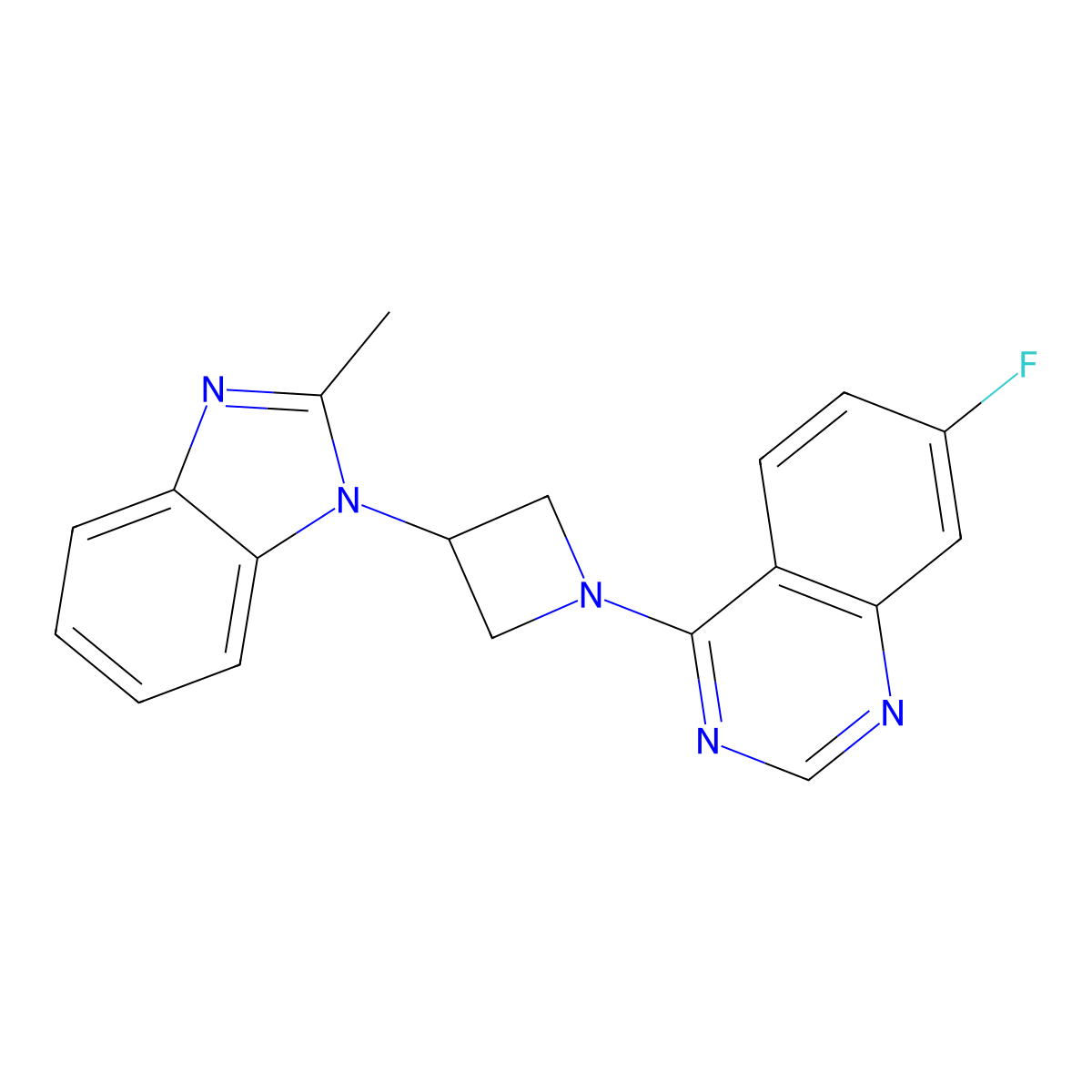 7-fluoro-4-[3-(2-methyl-1H-1,3-benzodiazol-1-yl)azetidin-1-yl]quinazoline molecular structure, CAS 2770639-54-6