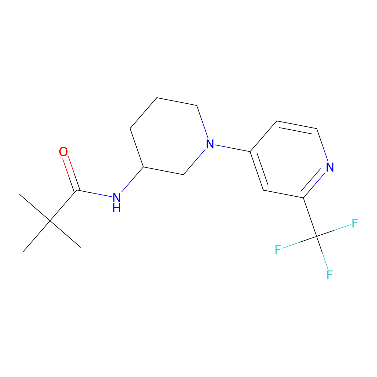 2,2-dimethyl-N-{1-[2-(trifluoromethyl)pyridin-4-yl]piperidin-3-yl}propanamide molecular structure, CAS 2770639-56-8