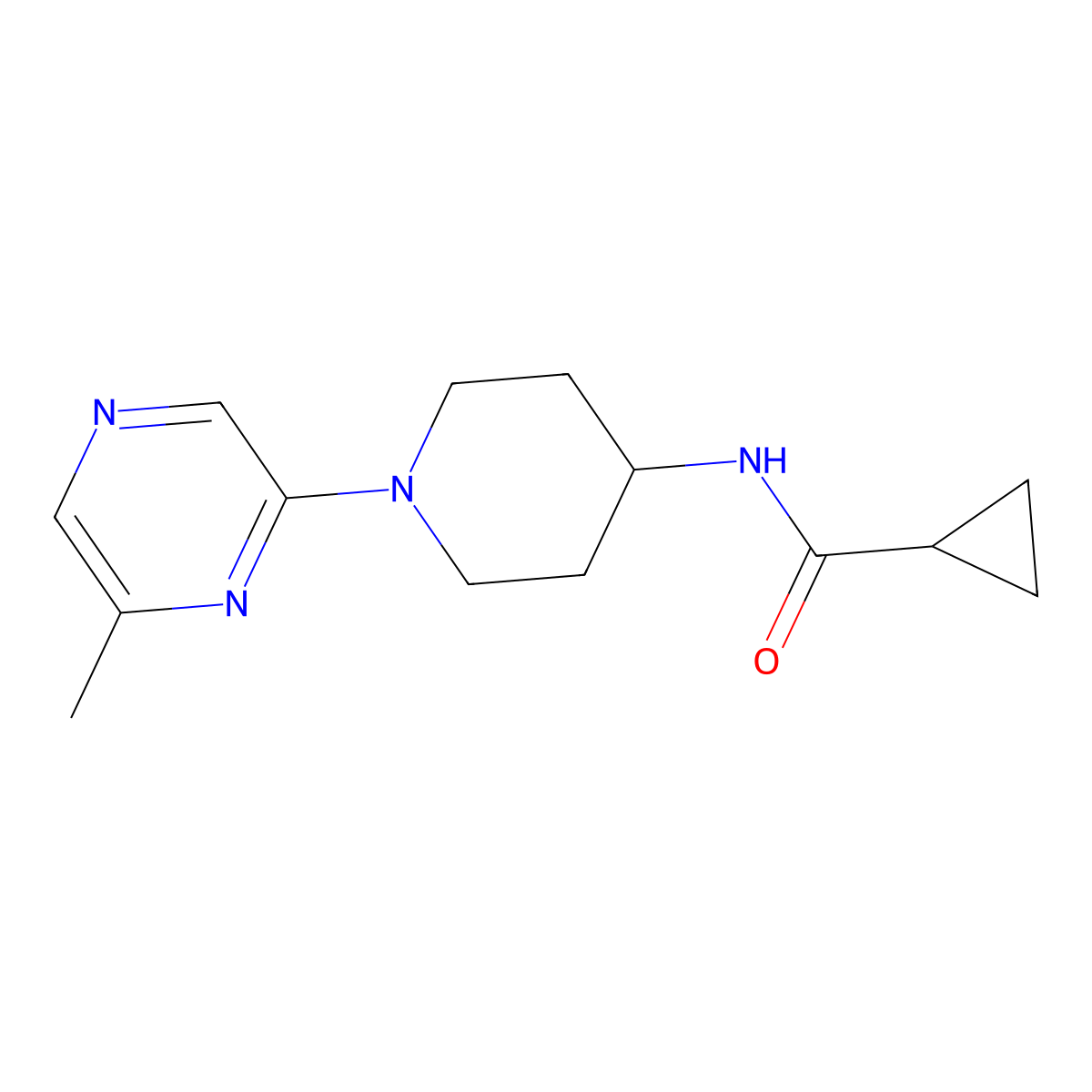 N-[1-(6-methylpyrazin-2-yl)piperidin-4-yl]cyclopropanecarboxamide molecular structure, CAS 2770639-63-7