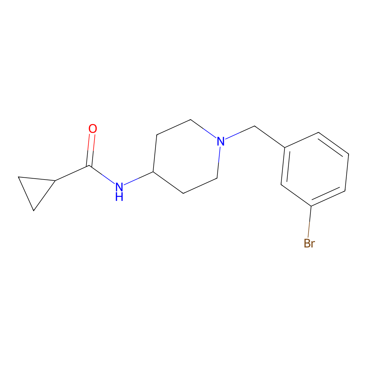 N-{1-[(3-bromophenyl)methyl]piperidin-4-yl}cyclopropanecarboxamide molecular structure, CAS 2770639-64-8