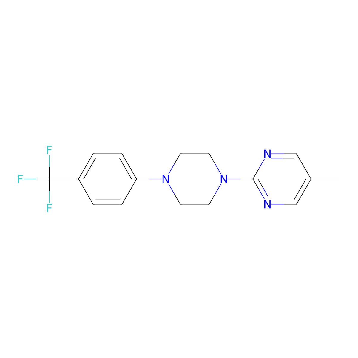 5-Methyl-2-{4-[4-(trifluoromethyl)phenyl]piperazin-1-yl}pyrimidine molecular structure, CAS 2770639-66-0