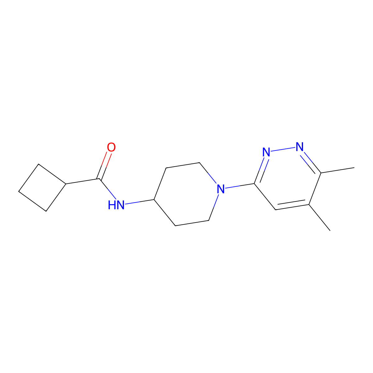 N-[1-(5,6-dimethylpyridazin-3-yl)piperidin-4-yl]cyclobutanecarboxamide molecular structure, CAS 2770639-68-2