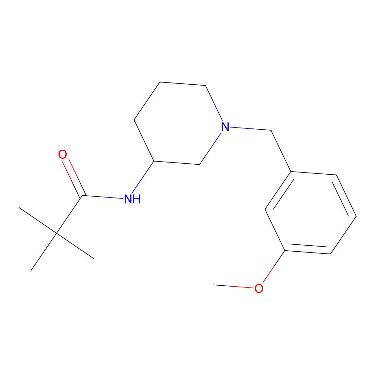 N-{1-[(3-methoxyphenyl)methyl]piperidin-3-yl}-2,2-dimethylpropanamide molecular structure, CAS 2770639-69-3