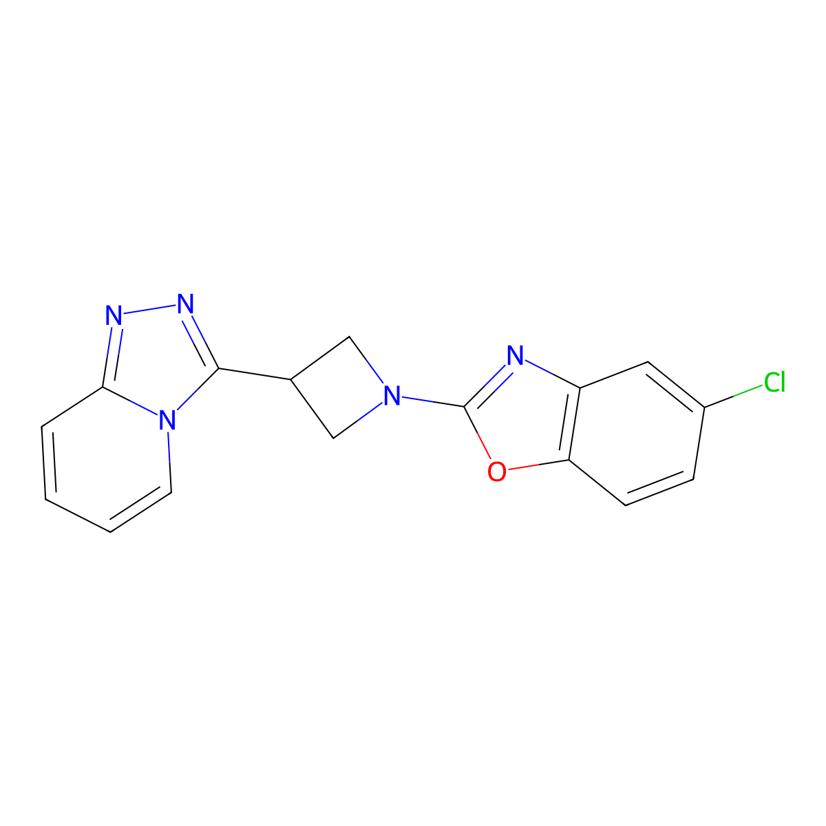 5-Chloro-2-(3-{[1,2,4]triazolo[4,3-a]pyridin-3-yl}azetidin-1-yl)-1,3-benzoxazole molecular structure, CAS 2770639-70-6