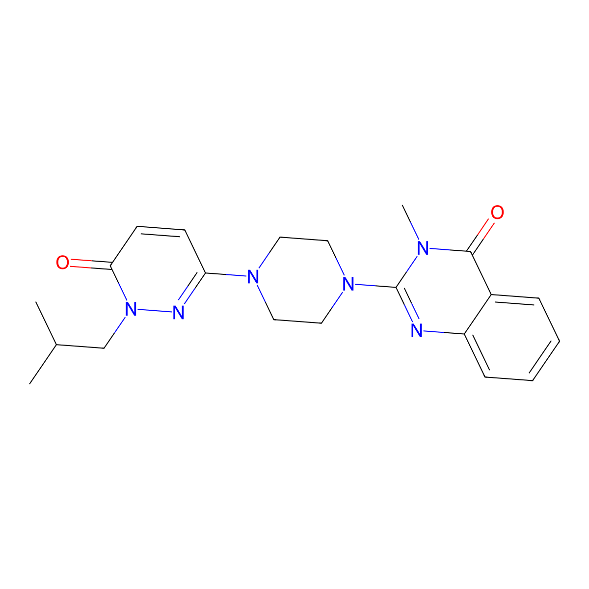 3-Methyl-2-{4-[1-(2-methylpropyl)-6-oxo-1,6-dihydropyridazin-3-yl]piperazin-1-yl}-3,4-dihydroquinazolin-4-one molecular structure, CAS 2770639-75-1