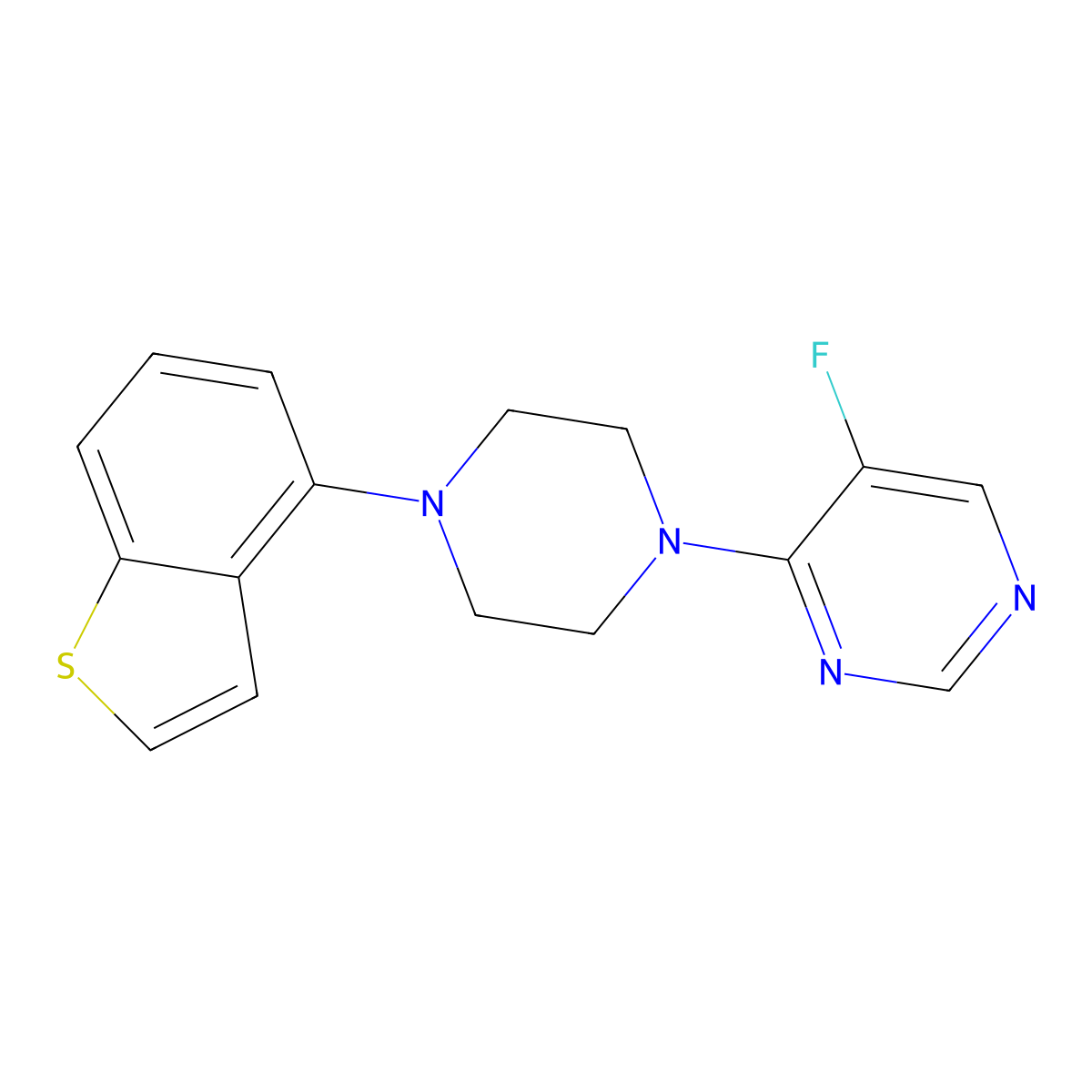 4-[4-(1-Benzothiophen-4-yl)piperazin-1-yl]-5-fluoropyrimidine molecular structure, CAS 2770639-78-4