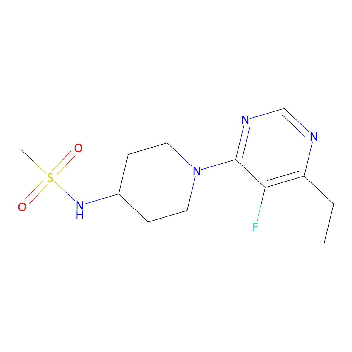N-[1-(6-ethyl-5-fluoropyrimidin-4-yl)piperidin-4-yl]methanesulfonamide molecular structure, CAS 2770639-79-5