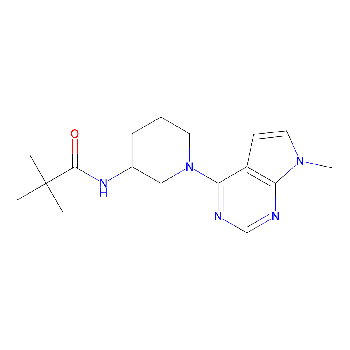 2,2-dimethyl-N-(1-{7-methyl-7H-pyrrolo[2,3-d]pyrimidin-4-yl}piperidin-3-yl)propanamide molecular structure, CAS 2770639-81-9