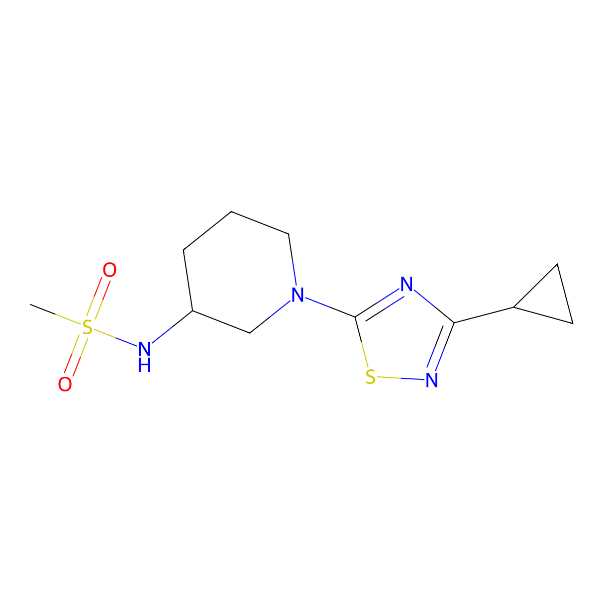 N-[1-(3-cyclopropyl-1,2,4-thiadiazol-5-yl)piperidin-3-yl]methanesulfonamide molecular structure, CAS 2770639-82-0