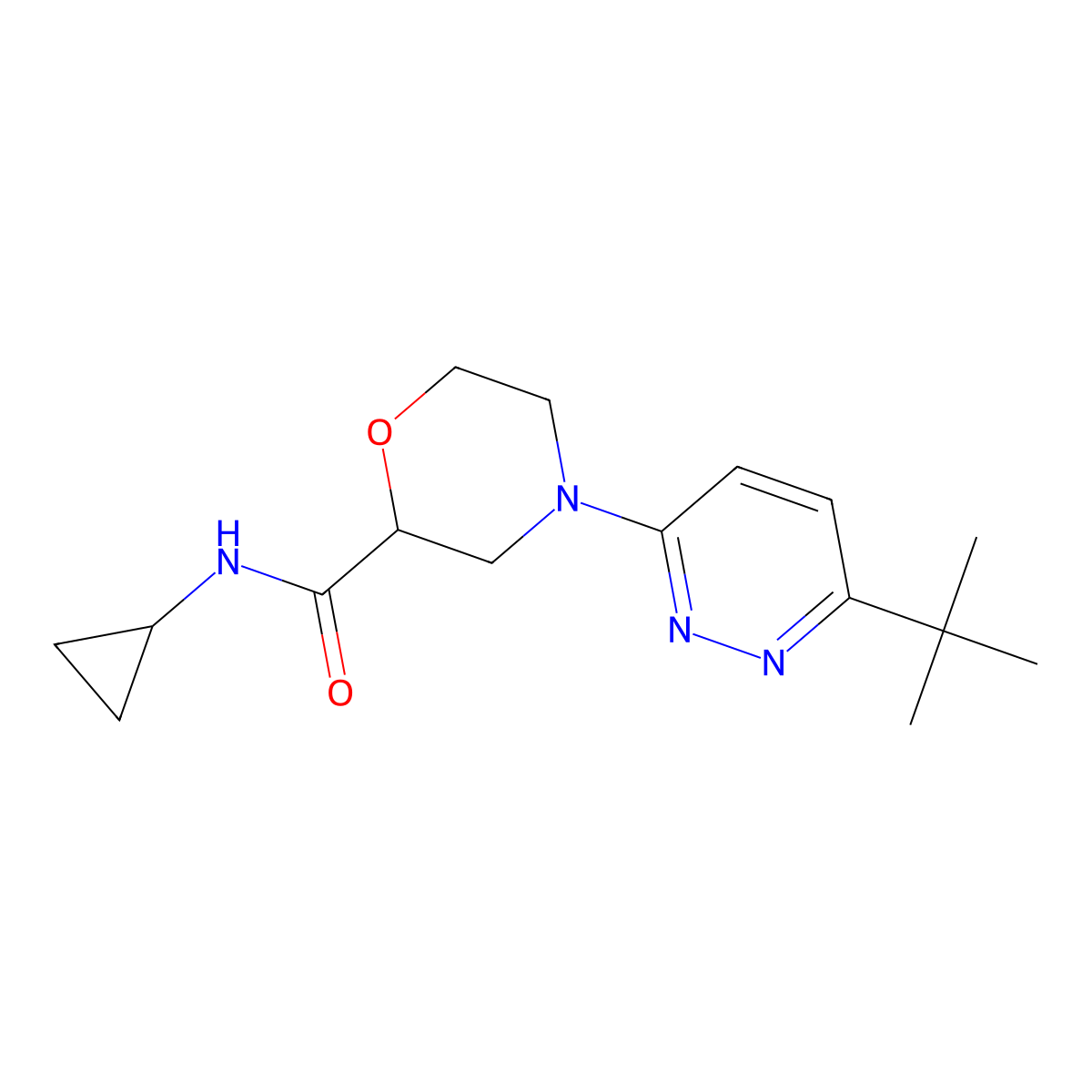 4-(6-tert-butylpyridazin-3-yl)-N-cyclopropylmorpholine-2-carboxamide molecular structure, CAS 2770639-84-2