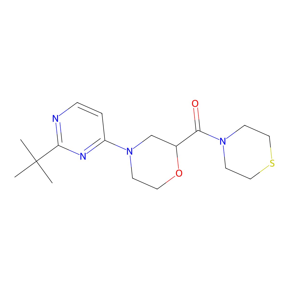 4-(2-Tert-butylpyrimidin-4-yl)-2-(thiomorpholine-4-carbonyl)morpholine molecular structure, CAS 2770639-86-4