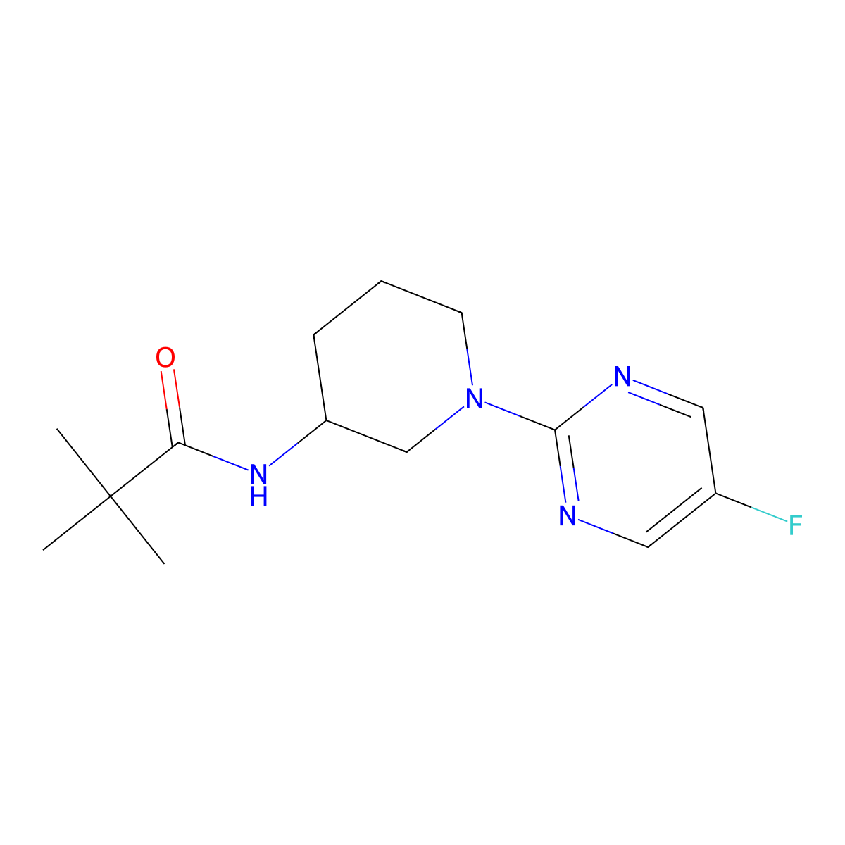 N-[1-(5-fluoropyrimidin-2-yl)piperidin-3-yl]-2,2-dimethylpropanamide molecular structure, CAS 2770639-90-0