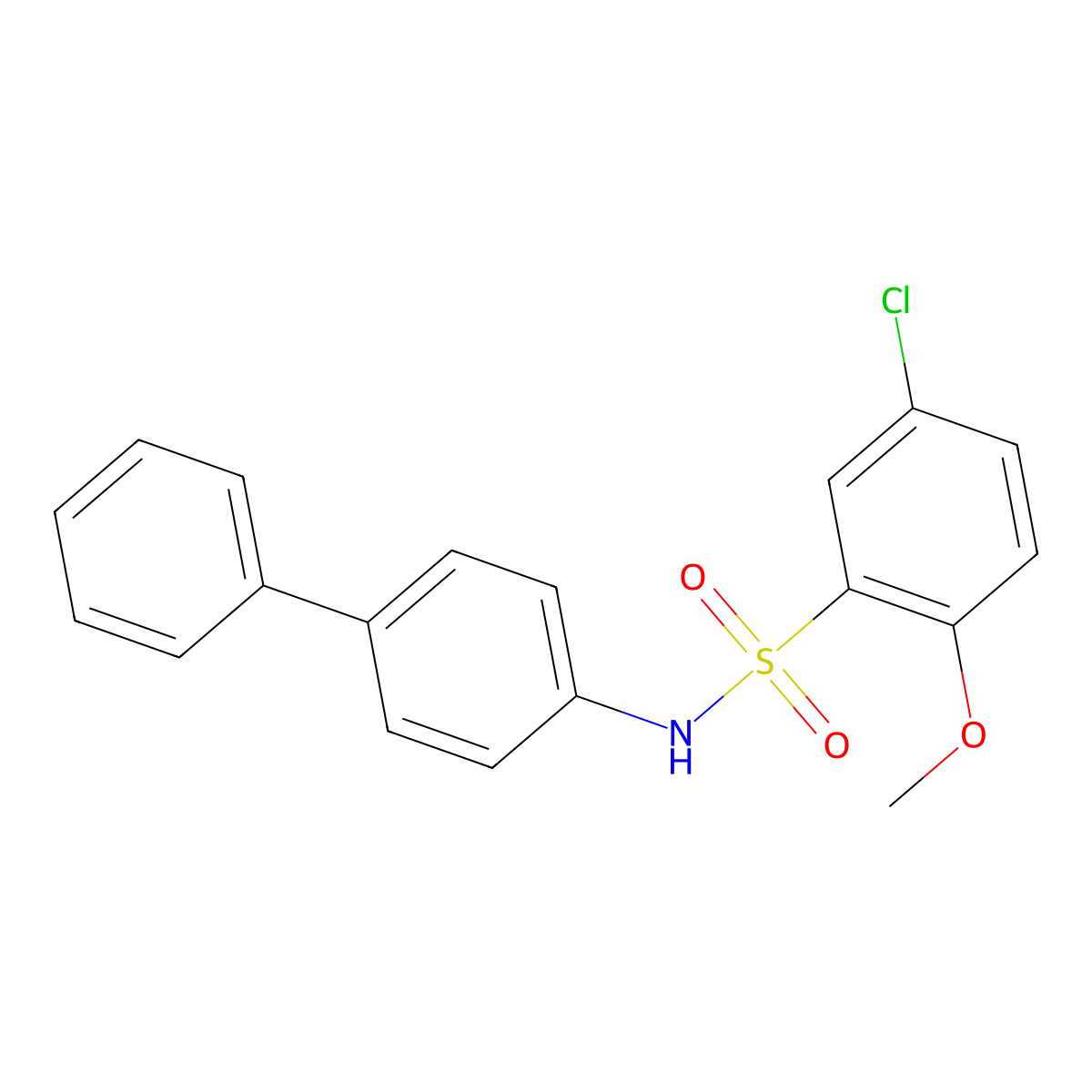 N-{[1,1'-biphenyl]-4-yl}-5-chloro-2-methoxybenzene-1-sulfonamide molecular structure, CAS 2770639-92-2