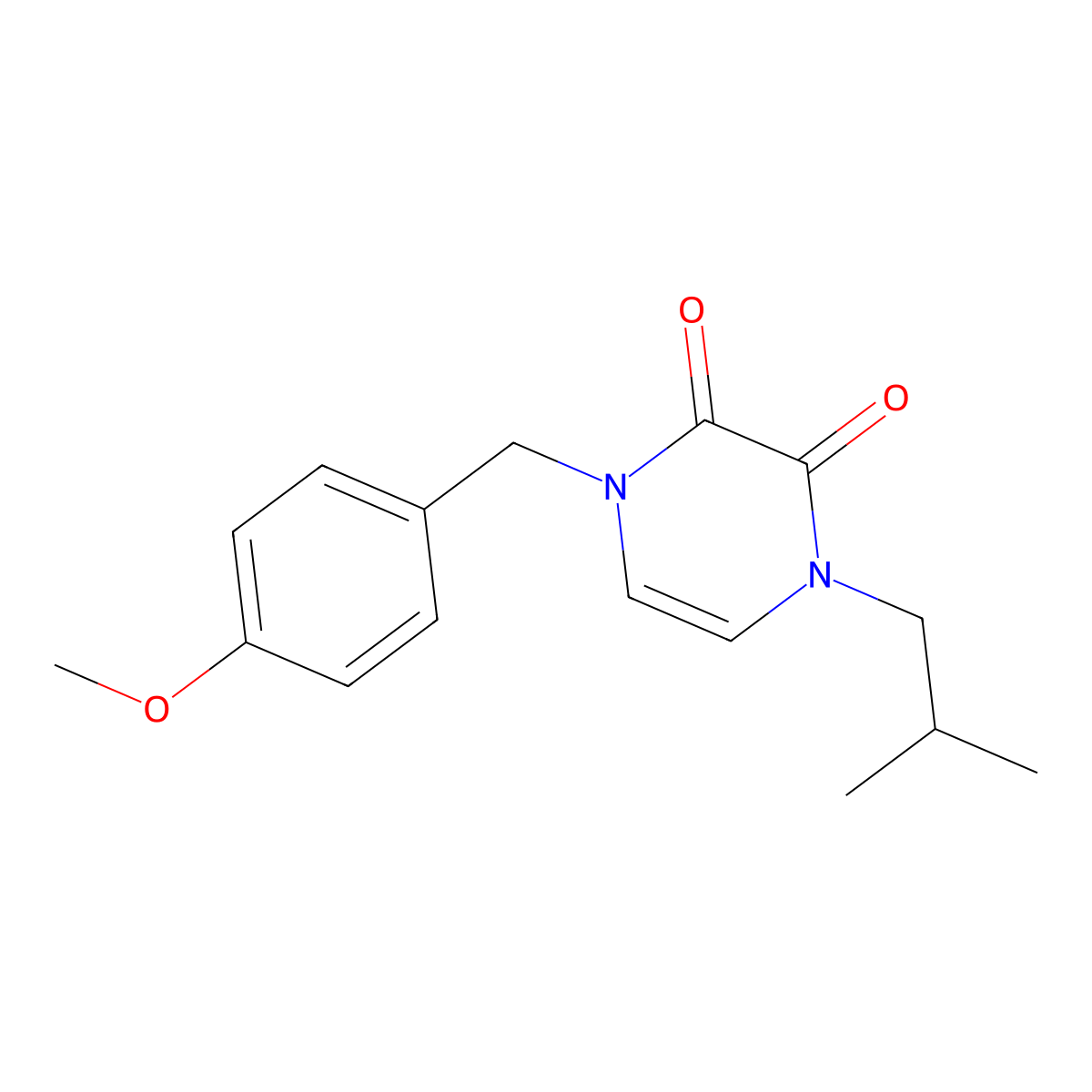 1-[(4-Methoxyphenyl)methyl]-4-(2-methylpropyl)-1,2,3,4-tetrahydropyrazine-2,3-dione molecular structure, CAS 2770639-93-3