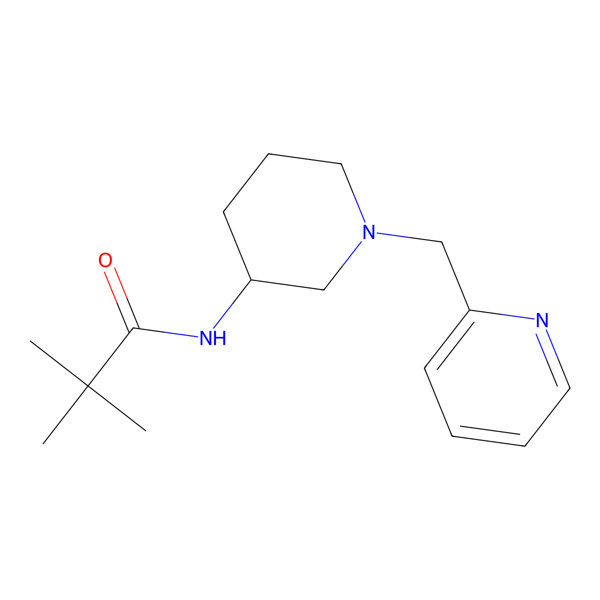 2,2-dimethyl-N-{1-[(pyridin-2-yl)methyl]piperidin-3-yl}propanamide molecular structure, CAS 2770639-95-5