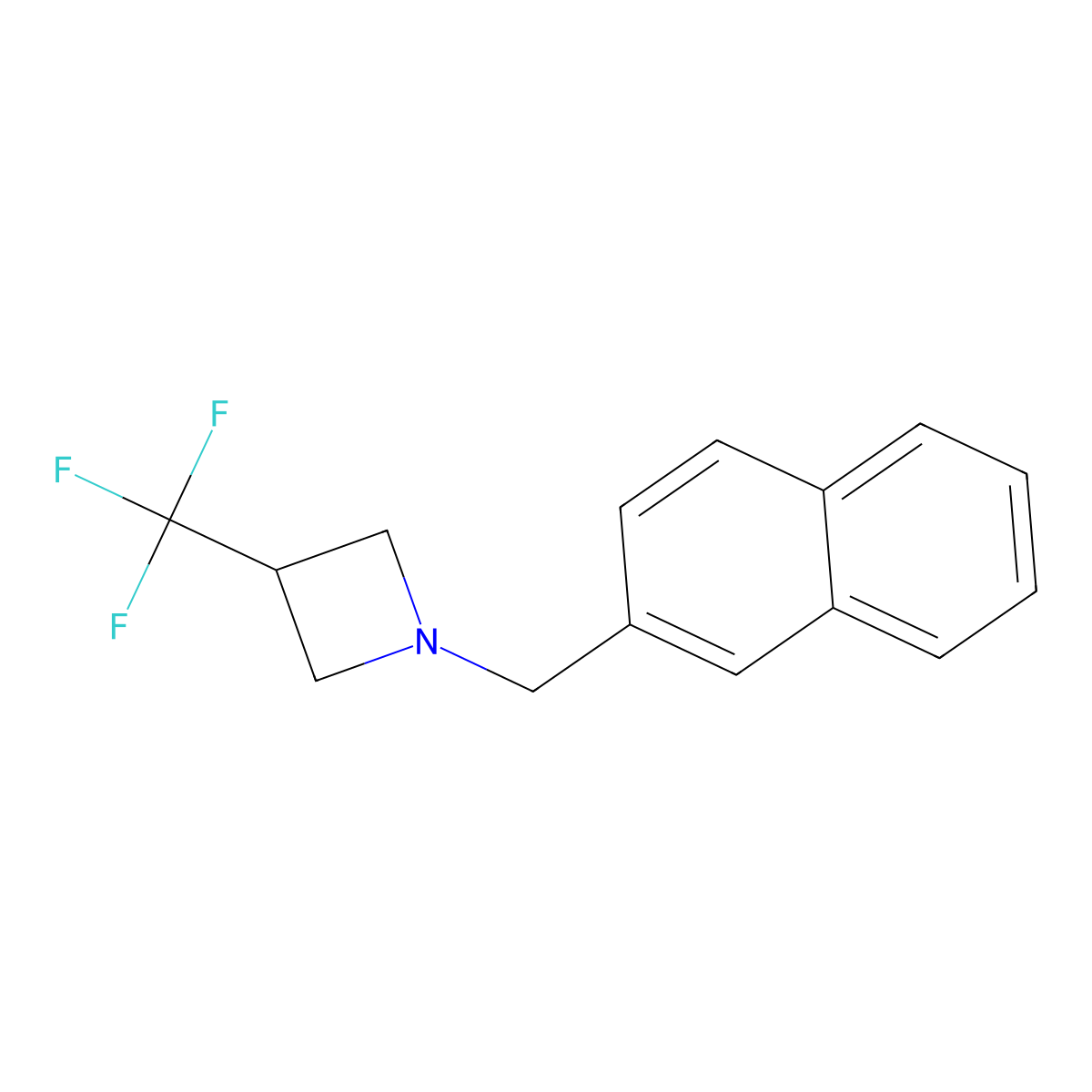 1-[(Naphthalen-2-yl)methyl]-3-(trifluoromethyl)azetidine molecular structure, CAS 2770639-96-6