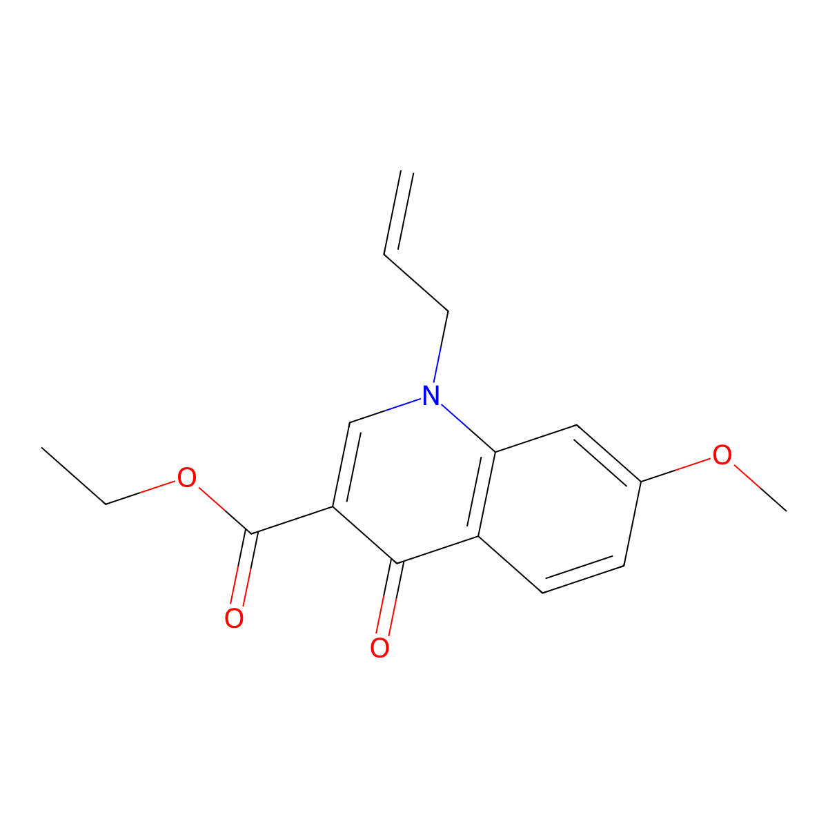 Ethyl 7-methoxy-4-oxo-1-(prop-2-en-1-yl)-1,4-dihydroquinoline-3-carboxylate molecular structure, CAS 2770640-04-3