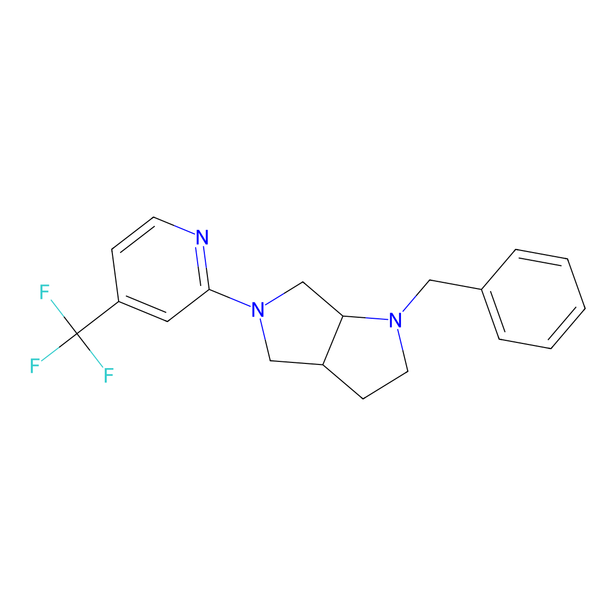 1-Benzyl-5-[4-(trifluoromethyl)pyridin-2-yl]-2,3,3a,4,6,6a-hexahydropyrrolo[2,3-c]pyrrole molecular structure, CAS 2770640-08-7