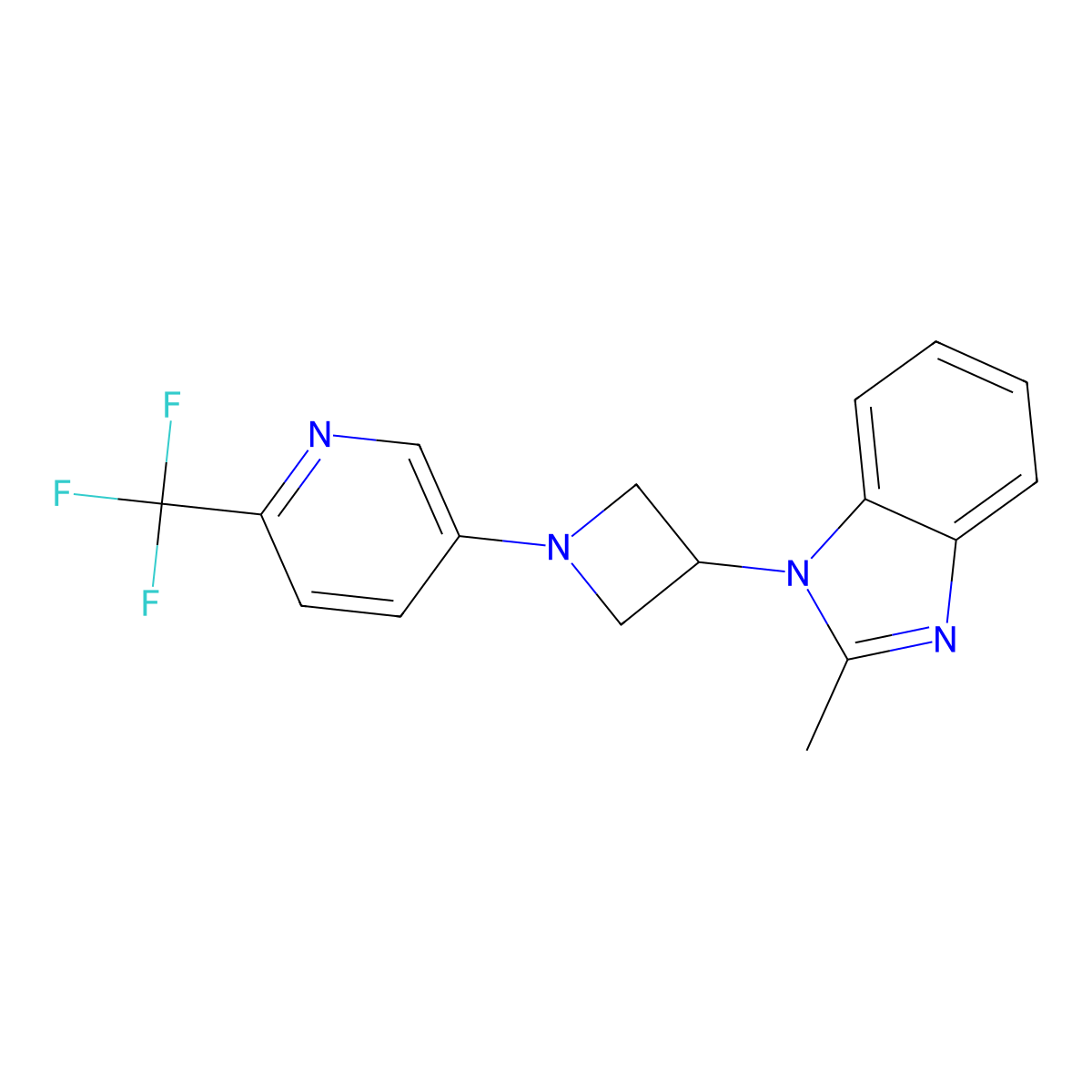 2-methyl-1-{1-[6-(trifluoromethyl)pyridin-3-yl]azetidin-3-yl}-1H-1,3-benzodiazole molecular structure, CAS 2770640-15-6