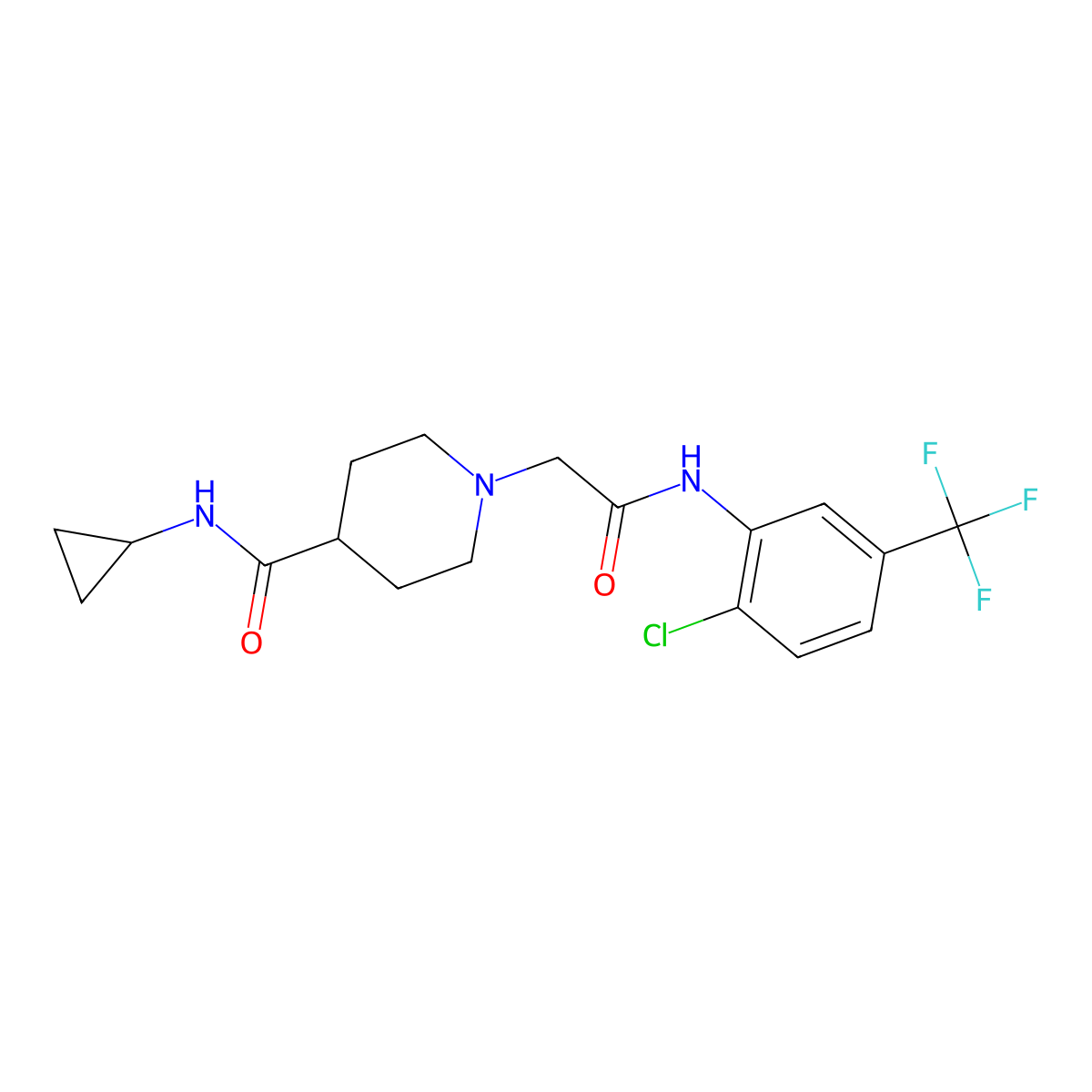 1-({[2-chloro-5-(trifluoromethyl)phenyl]carbamoyl}methyl)-N-cyclopropylpiperidine-4-carboxamide molecular structure, CAS 2770640-16-7