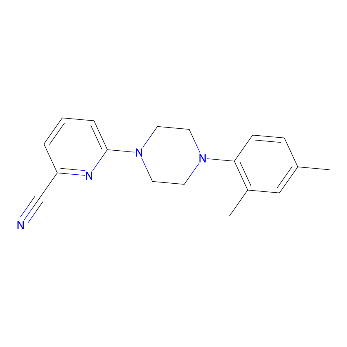 6-[4-(2,4-Dimethylphenyl)piperazin-1-yl]pyridine-2-carbonitrile molecular structure, CAS 2770640-17-8