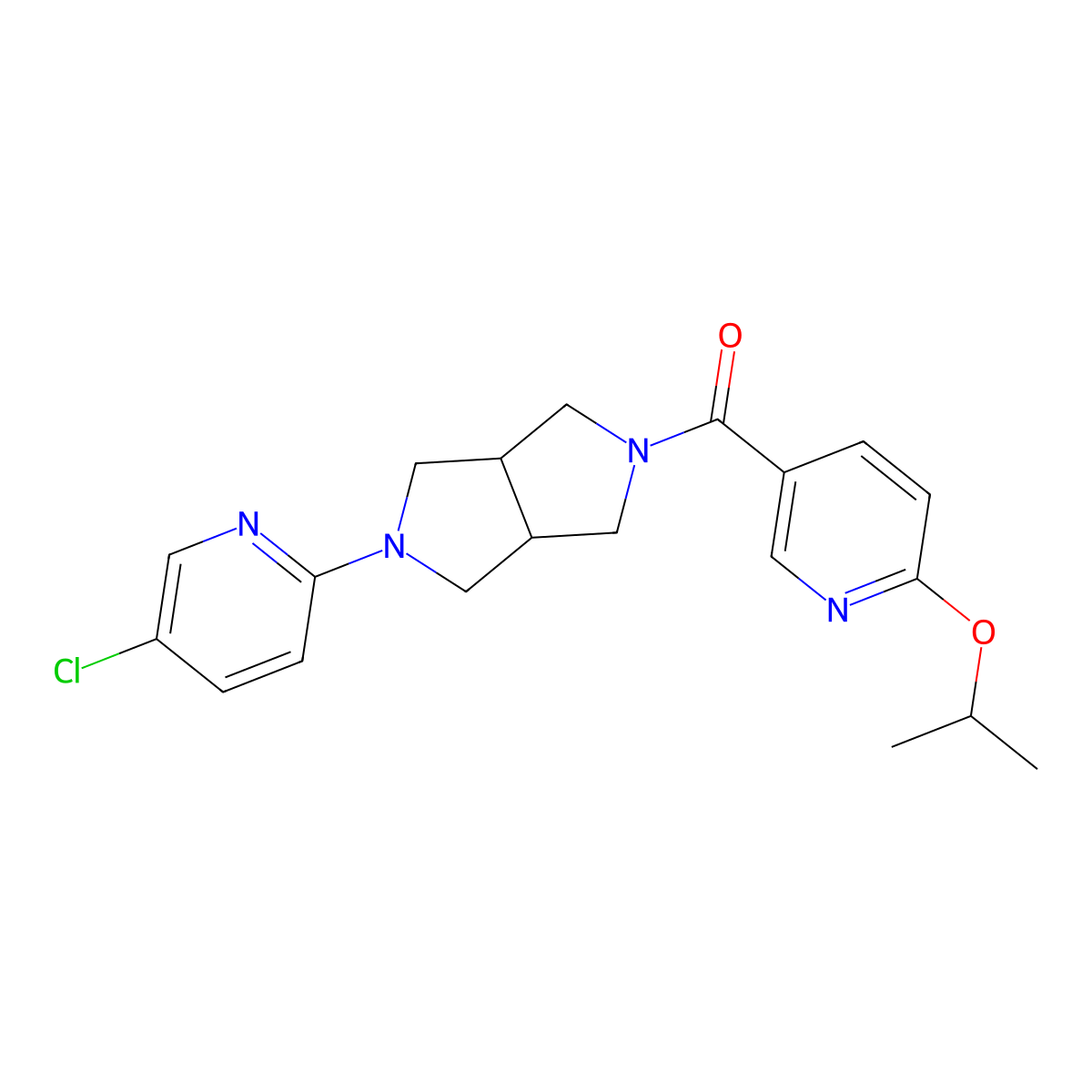 5-Chloro-2-{5-[6-(propan-2-yloxy)pyridine-3-carbonyl]-octahydropyrrolo[3,4-c]pyrrol-2-yl}pyridine molecular structure, CAS 2770640-19-0