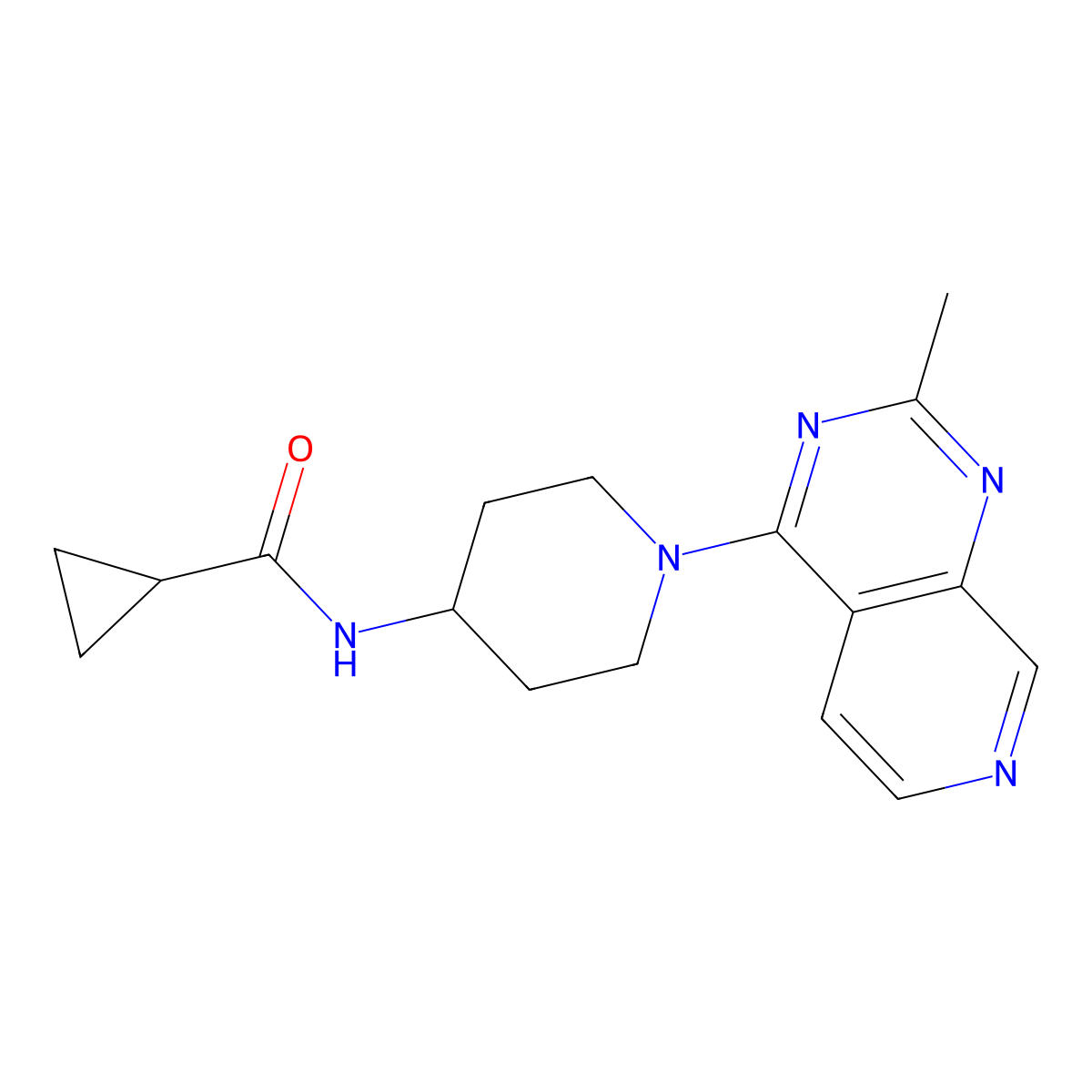 N-(1-{2-methylpyrido[3,4-d]pyrimidin-4-yl}piperidin-4-yl)cyclopropanecarboxamide molecular structure, CAS 2770640-25-8