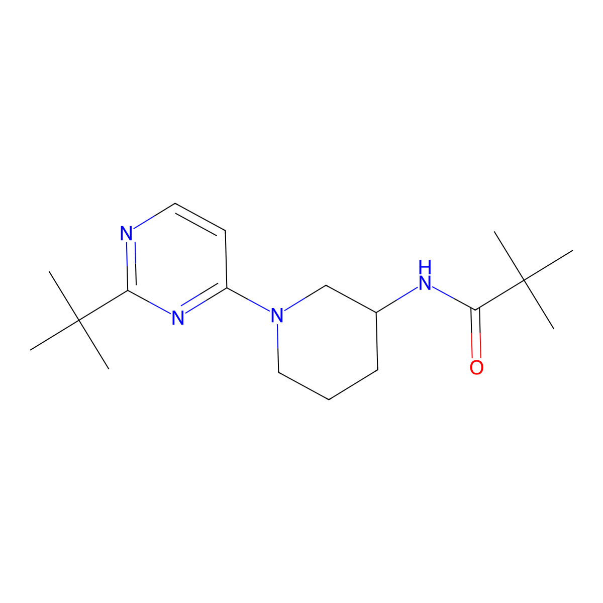 N-[1-(2-tert-butylpyrimidin-4-yl)piperidin-3-yl]-2,2-dimethylpropanamide molecular structure, CAS 2770640-27-0