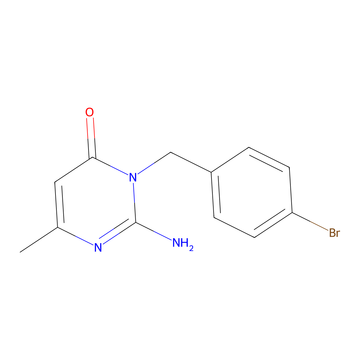 2-Amino-3-[(4-bromophenyl)methyl]-6-methyl-3,4-dihydropyrimidin-4-one molecular structure, CAS 2770640-29-2